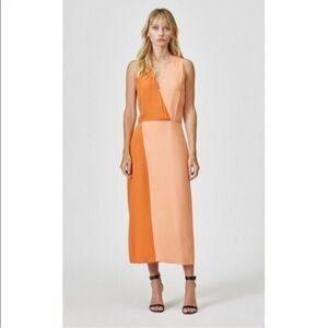 Equipment Femme Galane Two Tone Midi Dress Woman Size 2